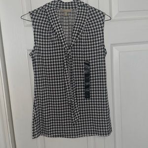 Banana Republic houndstooth sleeveless top with necktie size xs NWT